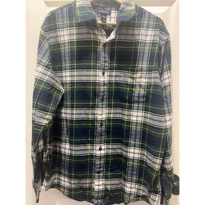 Lands' End M Cozy Plaid Button-Down Shirt
